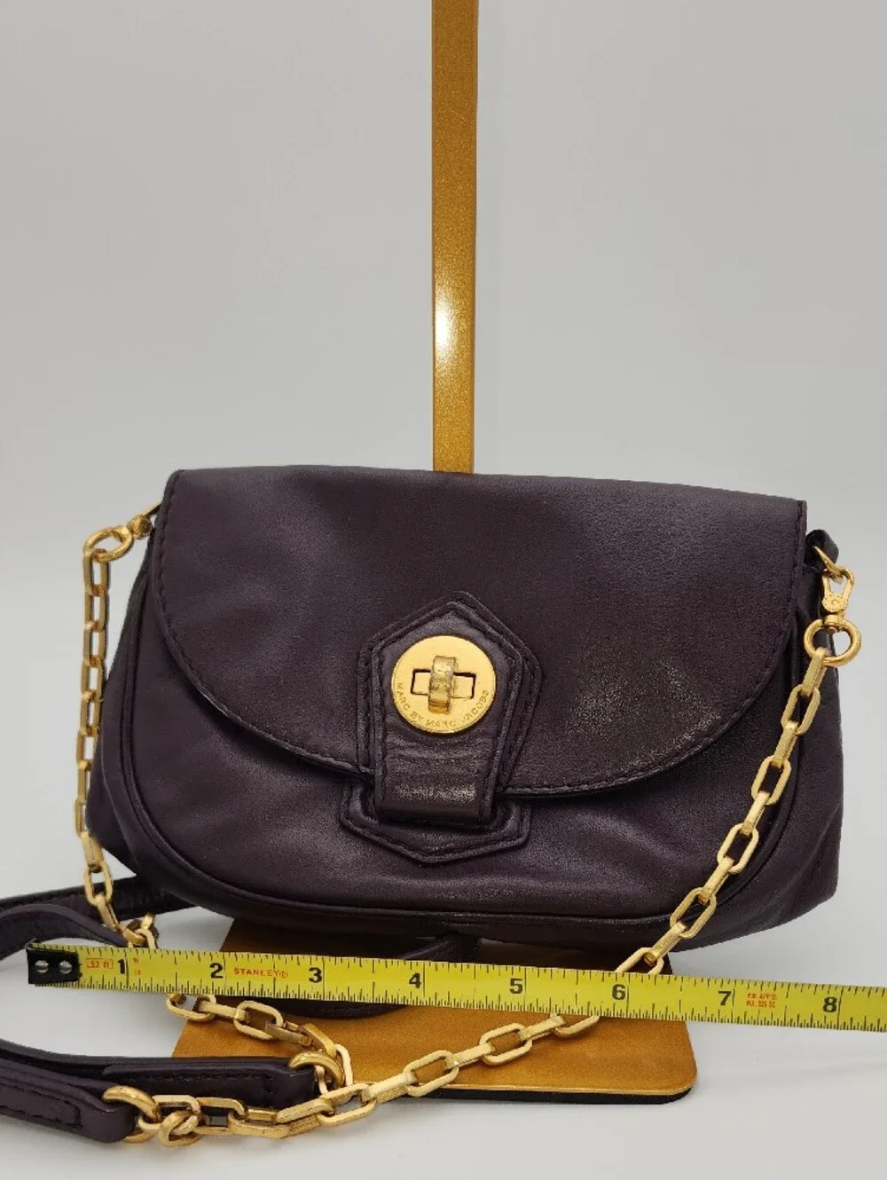 Marc Jacobs Leather Shoulder/crossbody Bag in Plum with Gold-Tone Hardware